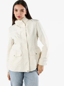 Solada Giacca impermeabile da donna con bottoni e zip - panna
