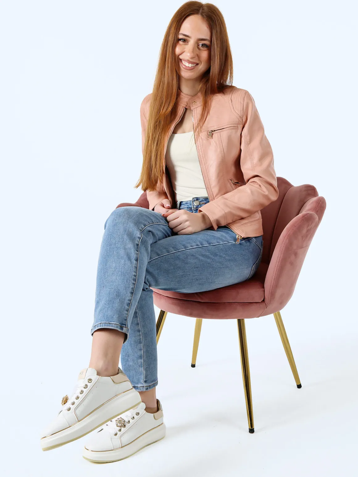 Solada Giacca in ecopelle da donna con zip - rosa