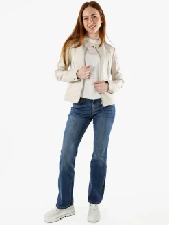 Solada Giacca in ecopelle da donna con zip - beige