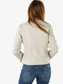 Solada Giacca in ecopelle da donna con zip - beige