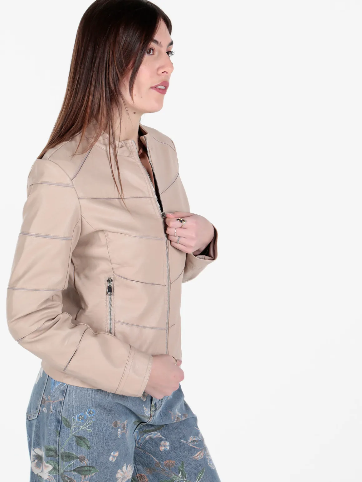 Solada Giacca in ecopelle da donna con zip