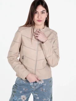 Solada Giacca in ecopelle da donna con zip