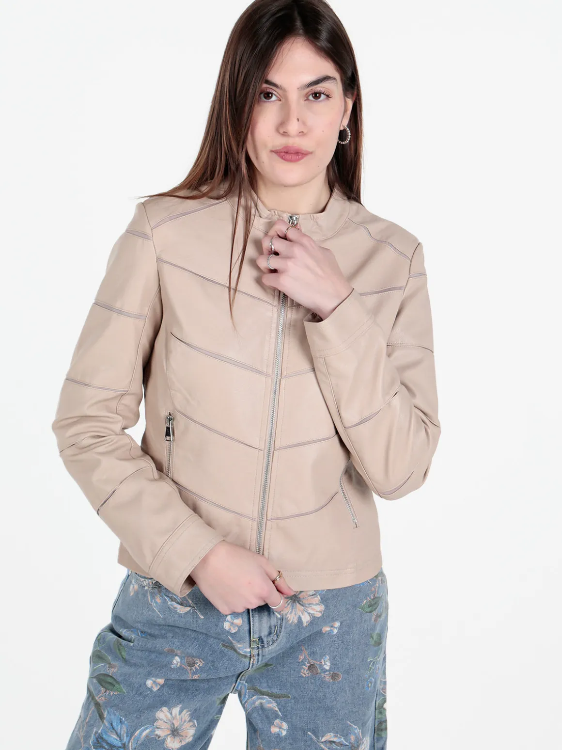 Solada Giacca in ecopelle da donna con zip