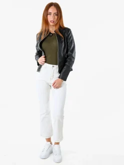Solada Giacca in ecopelle da donna con zip - nero