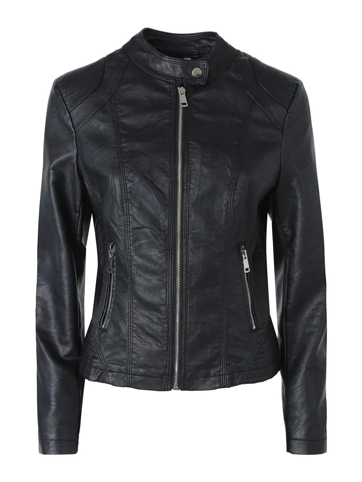 Solada Giacca in ecopelle da donna con zip - nero