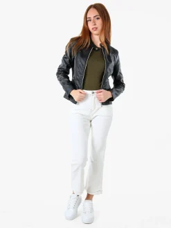 Solada Giacca in ecopelle da donna con zip - nero