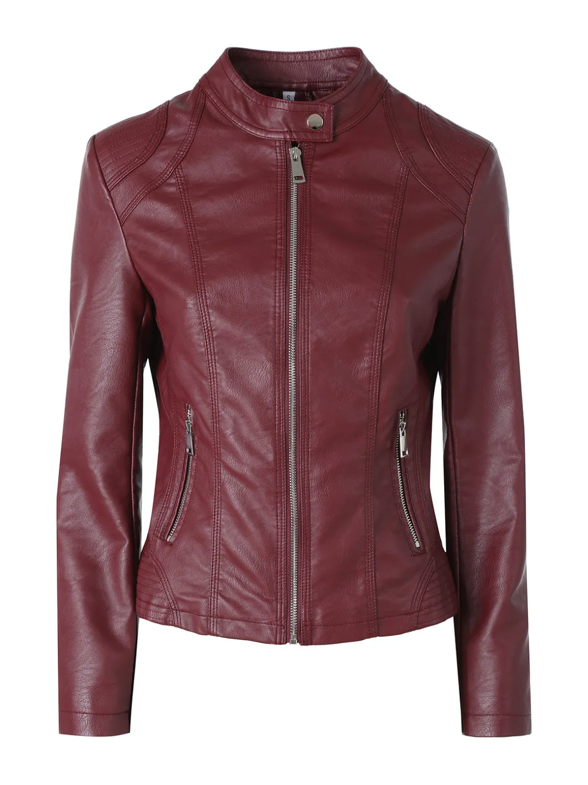 Solada Giacca in ecopelle da donna con zip - bordeaux