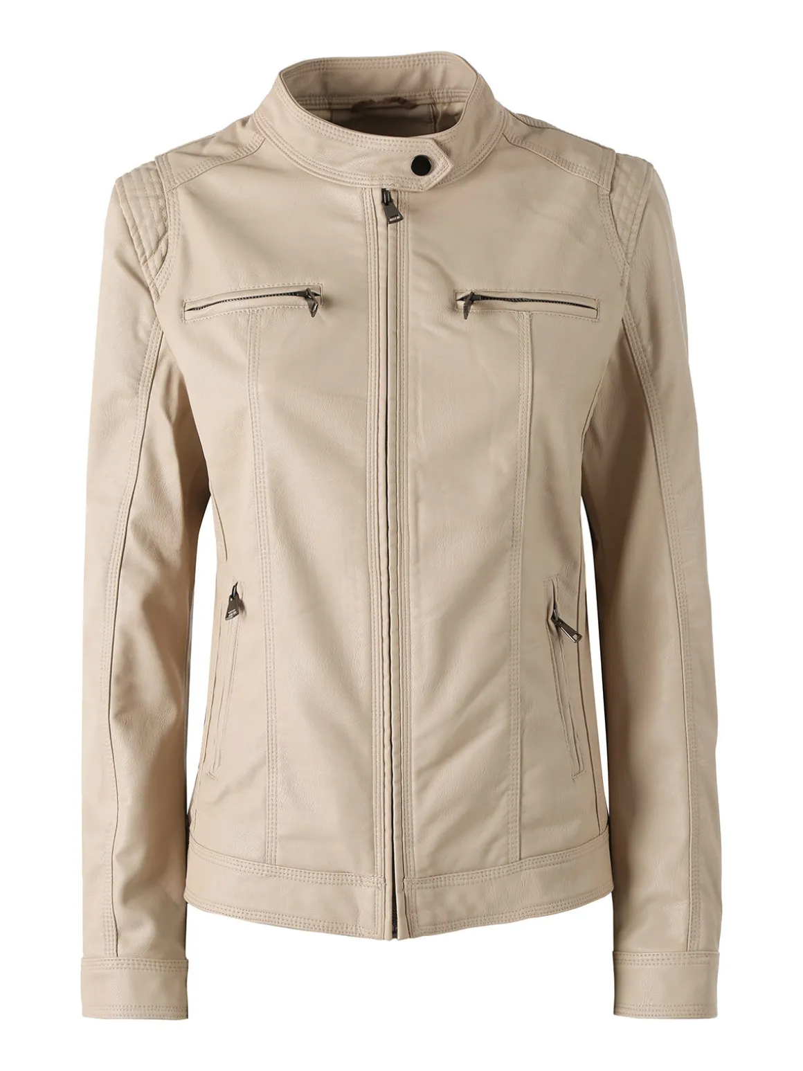 Solada Giacca in ecopelle da donna taglie grandi - beige