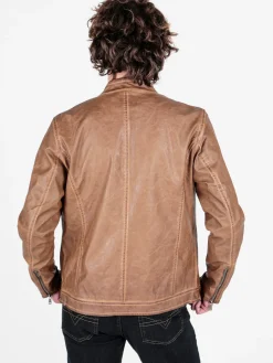 Solada Giacca in ecopelle da uomo con zip