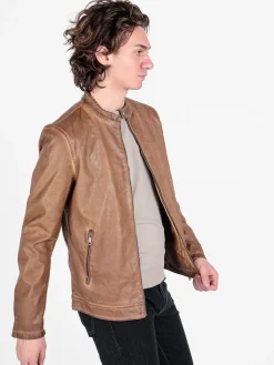 Solada Giacca in ecopelle da uomo con zip