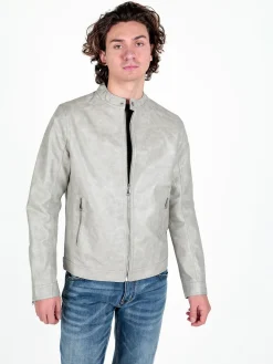 Solada Giacca in ecopelle da uomo con zip