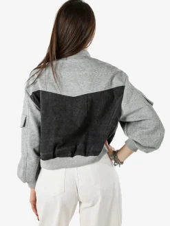 Solada Giacca in jeans da donna con dettagli in felpa - nero