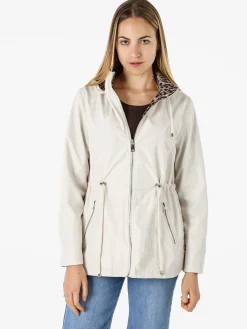 Solada Giacca leggera da donna reversibile con cappuccio e zip - panna