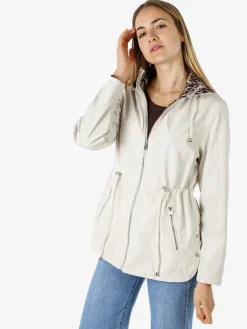 Solada Giacca leggera da donna reversibile con cappuccio e zip - panna