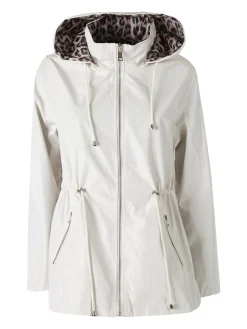 Solada Giacca leggera da donna reversibile con cappuccio e zip - panna