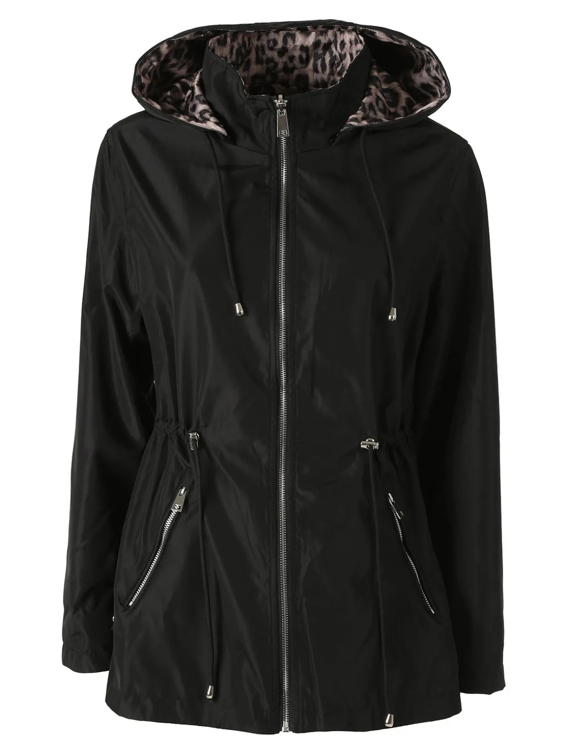 Solada Giacca leggera da donna reversibile con cappuccio e zip - nero