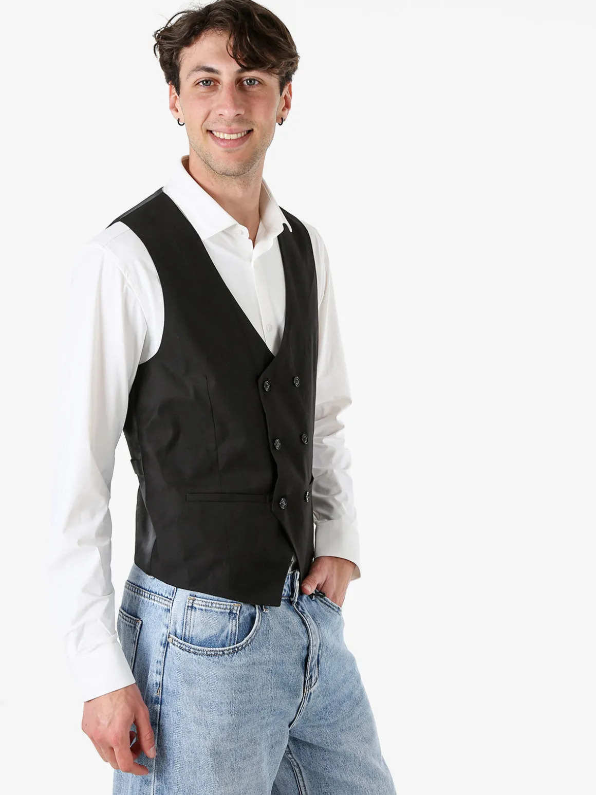 Solada Gilet classico da uomo con chiusura a doppiopetto - nero