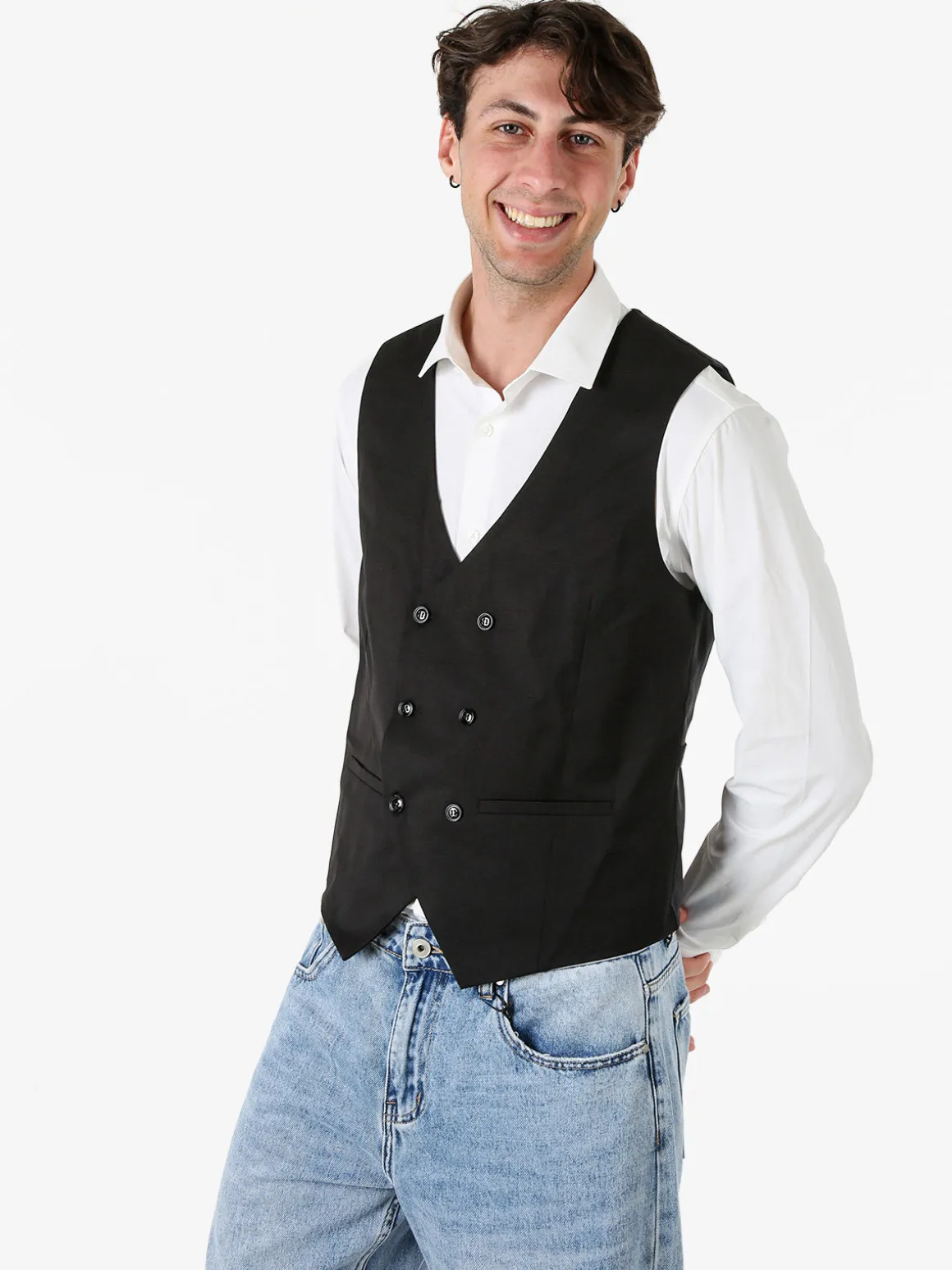 Solada Gilet classico da uomo con chiusura a doppiopetto - nero
