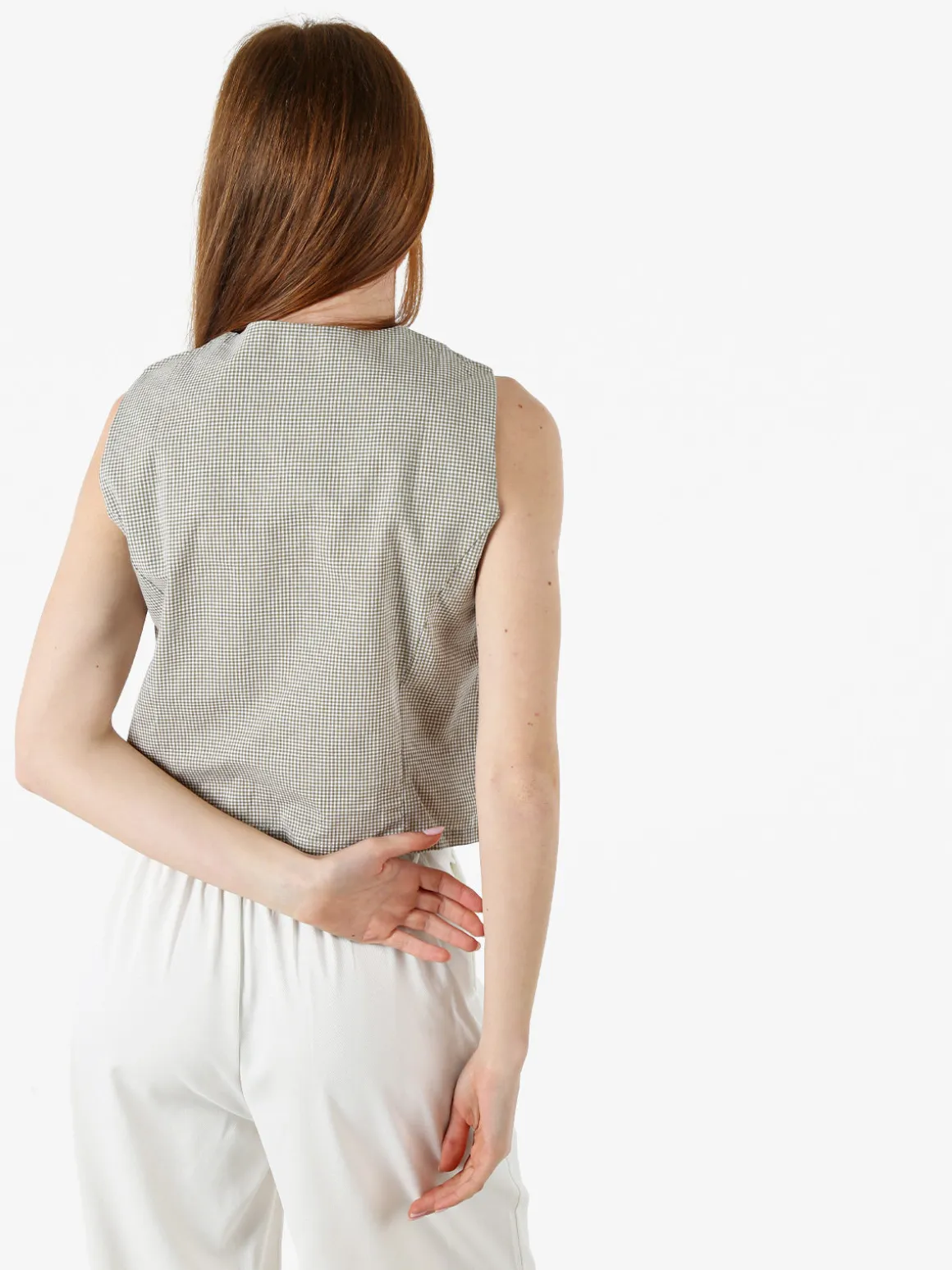 Solada Gilet da donna in cotone con stampa a quadretti