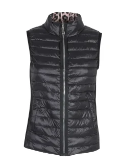 Solada Gilet donna animalier imbottito reversibile - nero