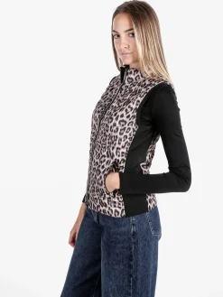 Solada Gilet donna animalier imbottito reversibile - nero