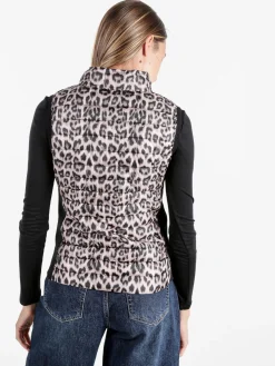 Solada Gilet donna animalier imbottito reversibile - nero