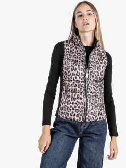 Solada Gilet donna animalier imbottito reversibile - nero