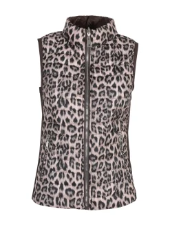 Solada Gilet donna animalier imbottito reversibile - marrone