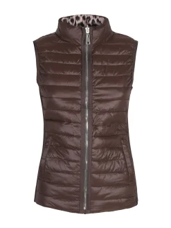 Solada Gilet donna animalier imbottito reversibile - marrone