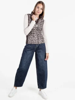 Solada Gilet donna animalier imbottito reversibile - marrone