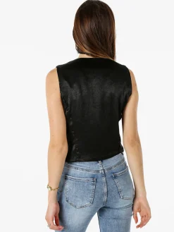 Solada Gilet donna classico effetto lucido - nero