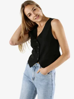 Solada Gilet donna con bottoni - nero