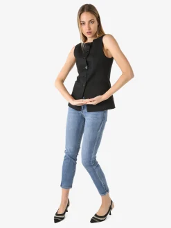 Solada Gilet donna con bottoni - nero