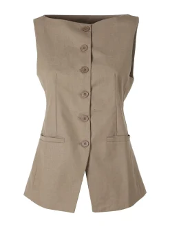Solada Gilet donna con bottoni - khaki