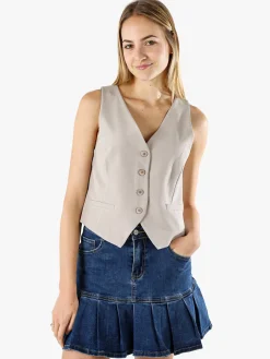 Solada Gilet donna con bottoni - fango