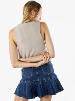 Solada Gilet donna con bottoni - fango