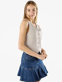 Solada Gilet donna con bottoni - fango