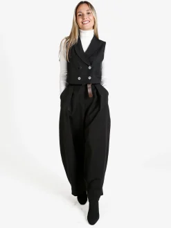 Solada Gilet donna crop a doppiopetto - nero