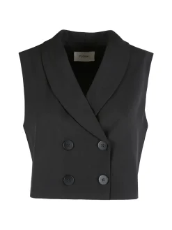 Solada Gilet donna crop a doppiopetto - nero