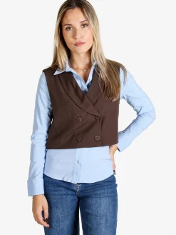 Solada Gilet donna crop a doppiopetto - moro