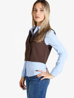 Solada Gilet donna crop a doppiopetto - moro