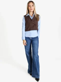 Solada Gilet donna crop a doppiopetto - moro