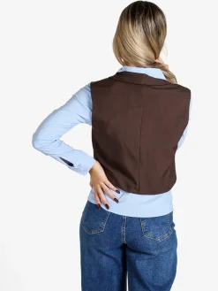 Solada Gilet donna crop a doppiopetto - moro