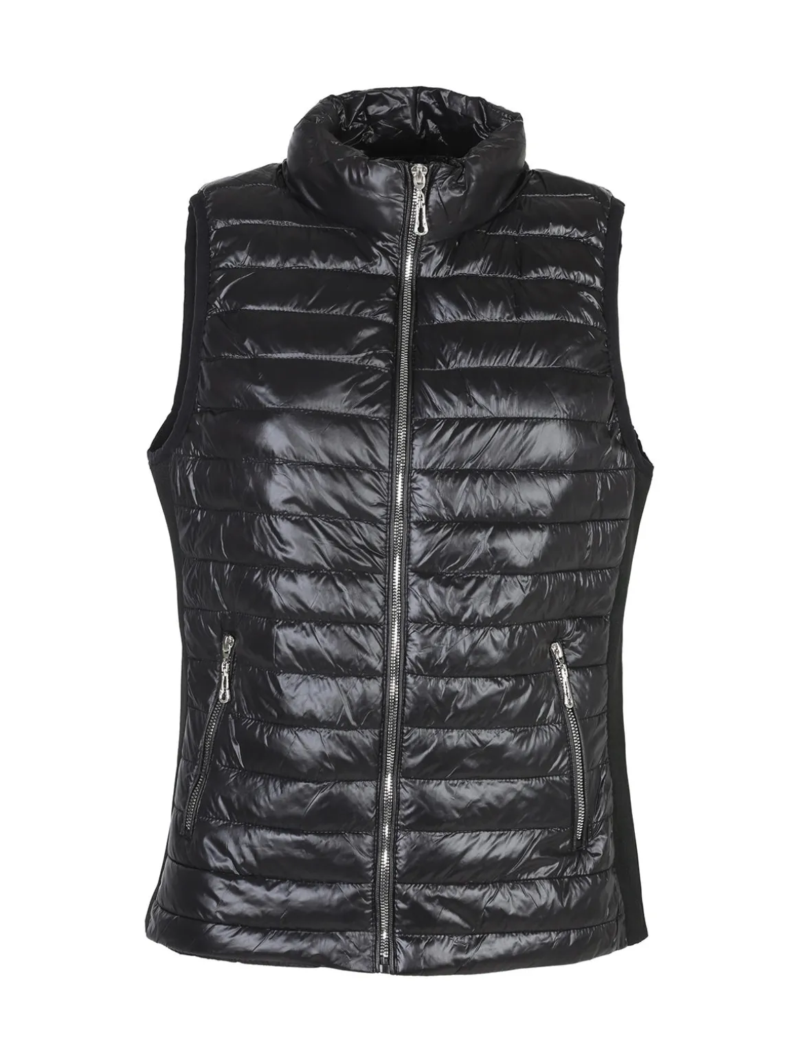 Solada Gilet donna effetto piumino con zip taglie grandi - nero