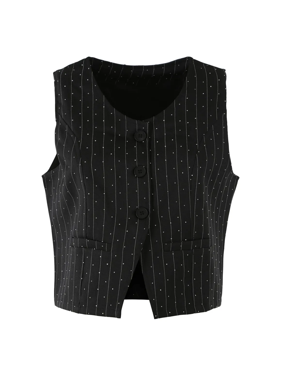 Solada Gilet donna elegante con micro borchie - nero