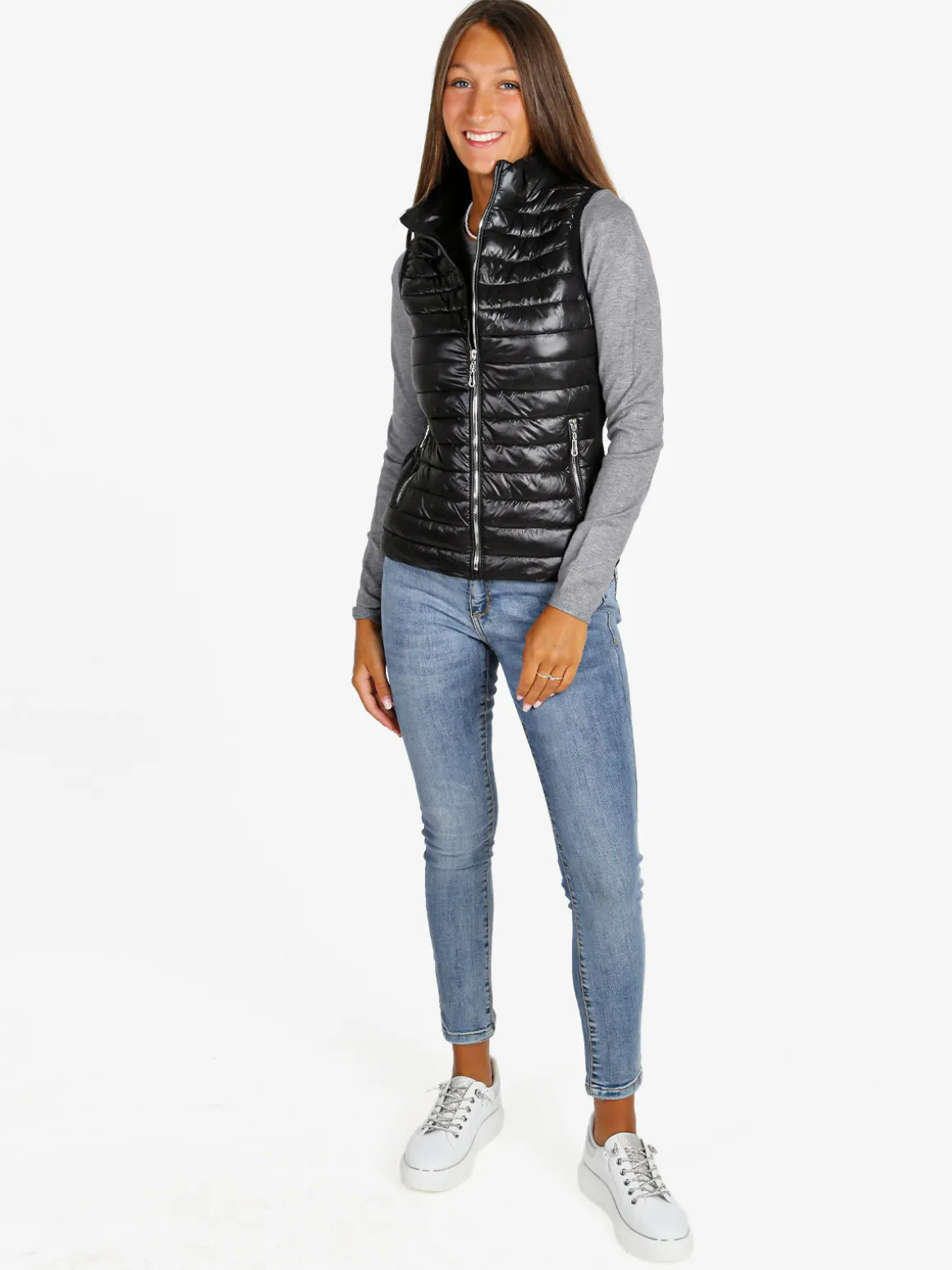 Solada Gilet donna imbottito con chiusura zip - nero