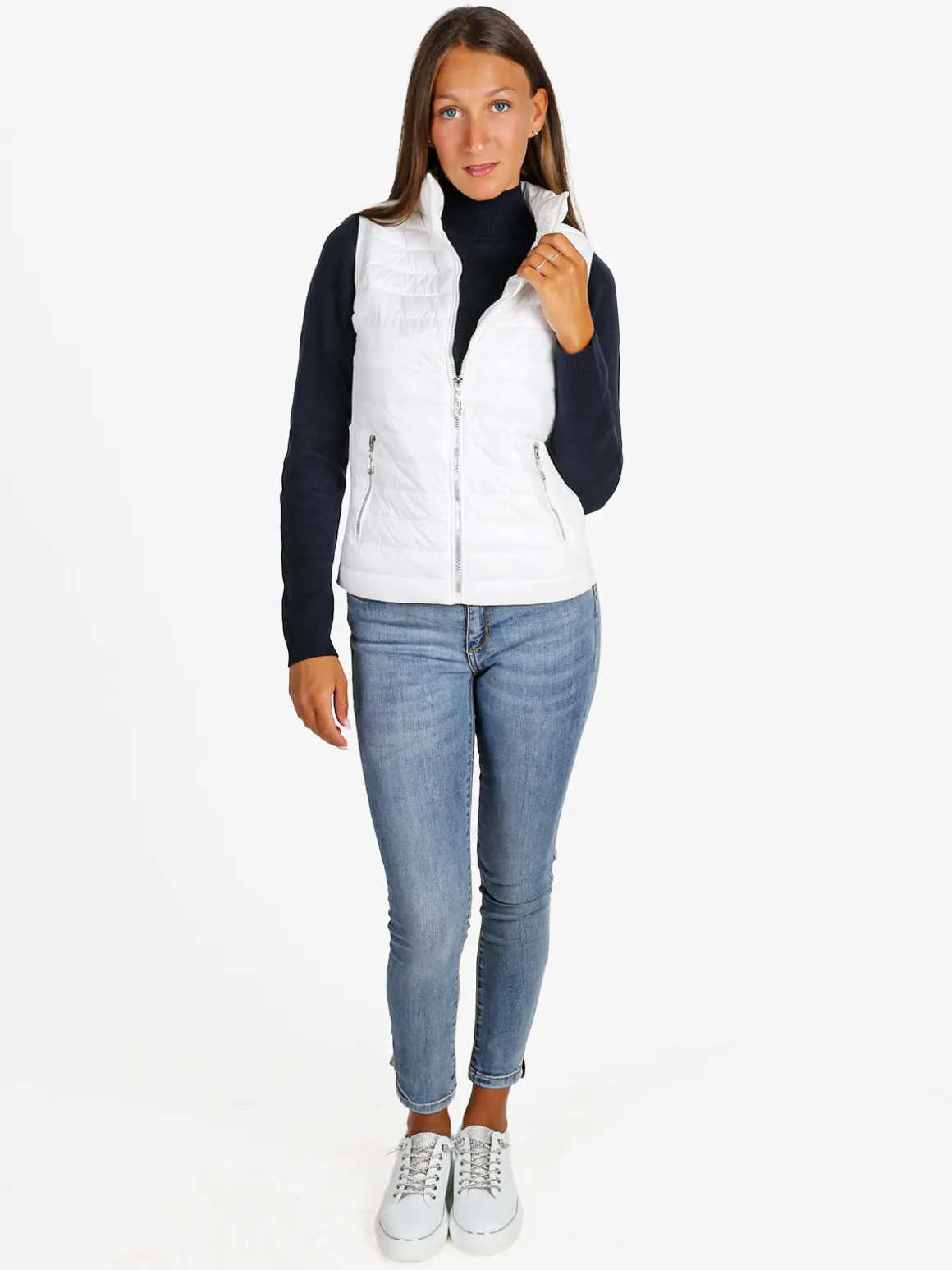 Solada Gilet donna imbottito con chiusura zip - bianco