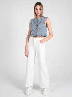 Solada Gilet donna in jeans con strass