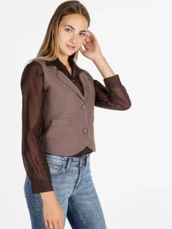 Solada Gilet donna in maglia con bottoni - marrone