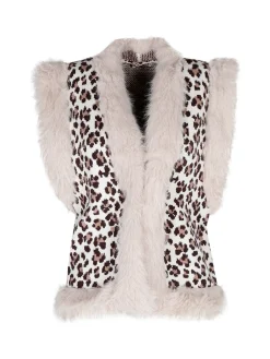 Solada Gilet donna in maglia con bordi in ecopelliccia